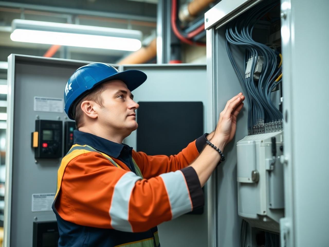 Esizayo electrician working on a three-phase electrical distribution board in Cape Town