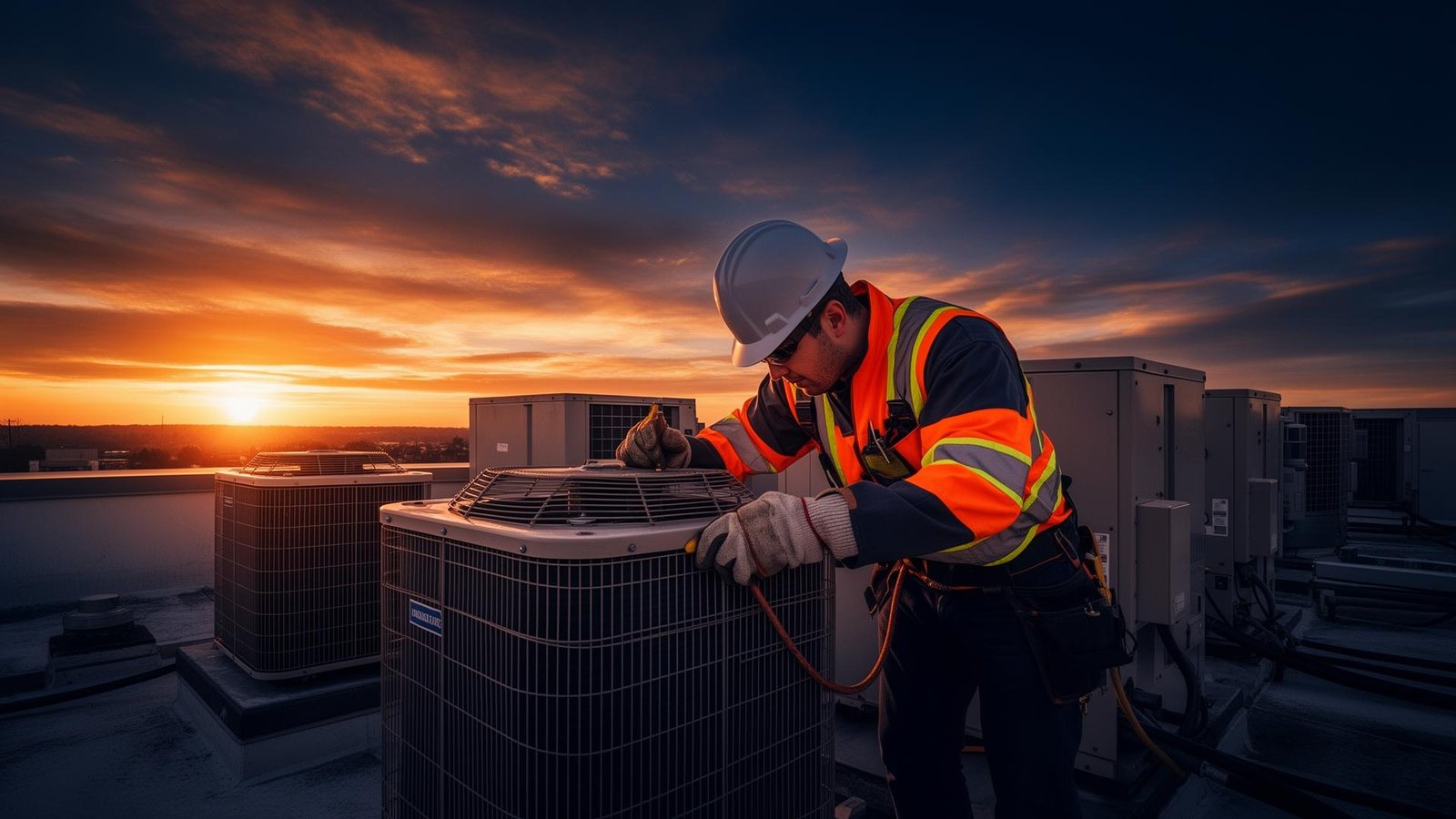 Esizayo technician servicing industrial HVAC equipment on a Cape Town site